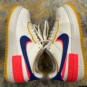 Nike AF1 Low Shadow, White Flash Crimson Astronomy Blue - Women’s size 7.5